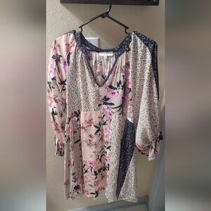 Umgee Pink and Cream Floral Dress